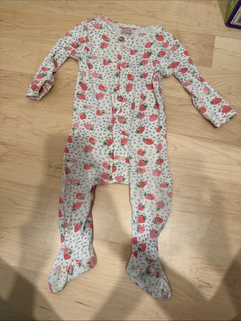 Strawberry Print White Footed One-Piece for Kids